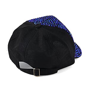 La Marey Leopard Print UV400 Sunglasses and Blue Color Resin Crystal Hat