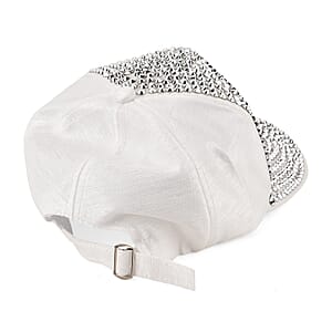 La Marey Zebra Print UV400 Sunglasses and Silver Color Resin Crystal Hat