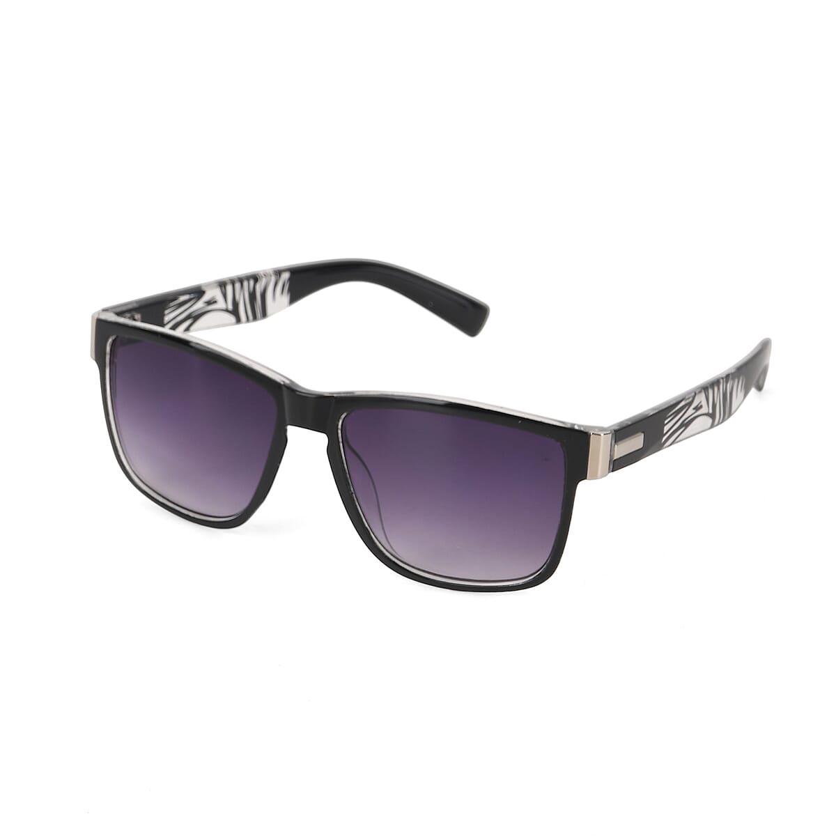 La Marey Zebra Print UV400 Sunglasses and Silver Color Resin Crystal Hat image number 4