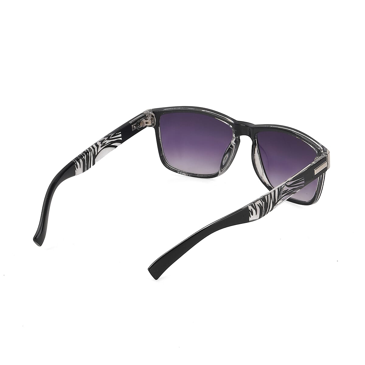 La Marey Zebra Print UV400 Sunglasses and Silver Color Resin Crystal Hat image number 5