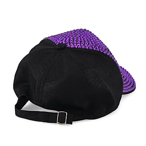La Marey Zebra Print UV400 Sunglasses and Purple Color Resin Crystal Hat