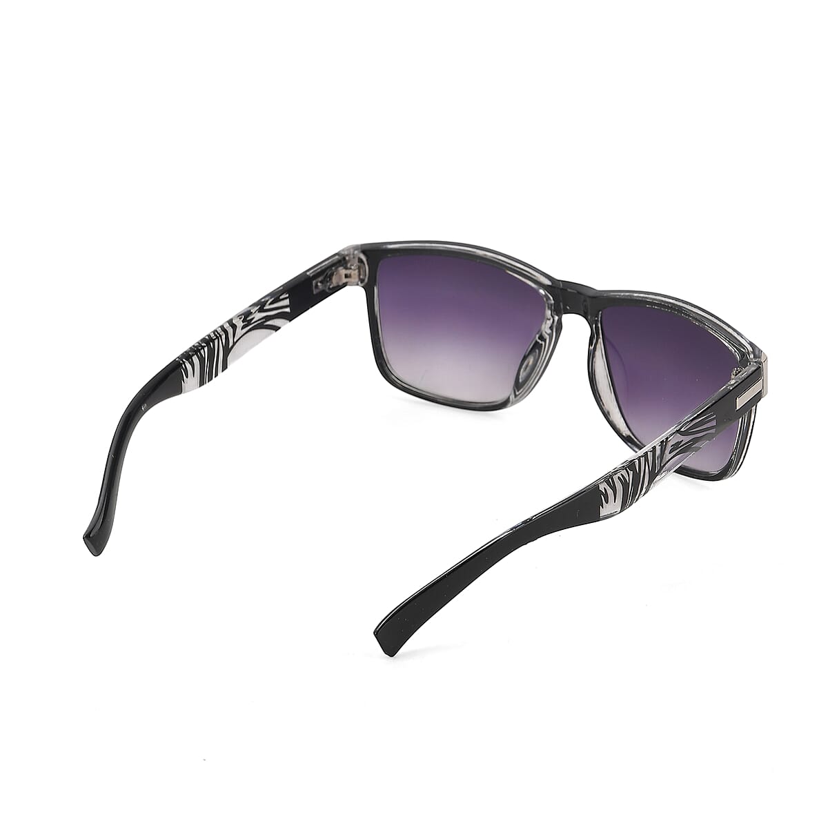 La Marey Zebra Print UV400 Sunglasses and Purple Color Resin Crystal Hat image number 5