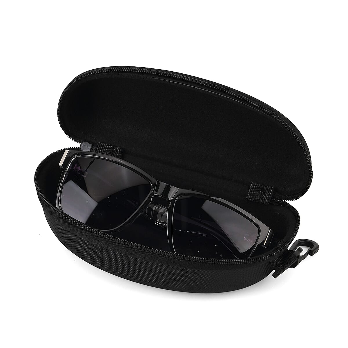 La Marey Zebra Print UV400 Sunglasses and Purple Color Resin Crystal Hat image number 6