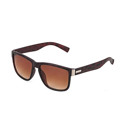 La Marey Gradient Tea Brown UV400 Sunglasses and Snowflake Design Resin Crystal Hat