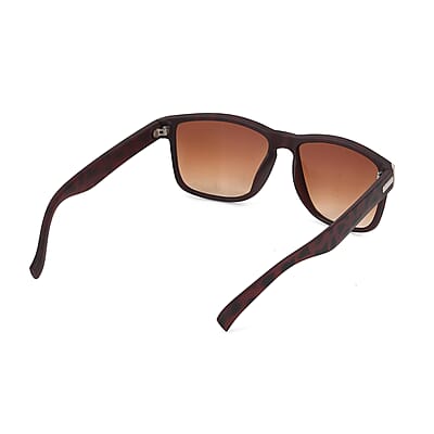 La Marey Gradient Tea Brown UV400 Sunglasses and Snowflake Design Resin Crystal Hat