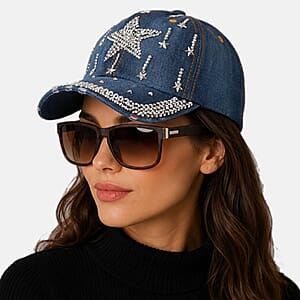 La Marey Leopard Orint UV400 Sunglasses and Star Design Resin Crystal Hat