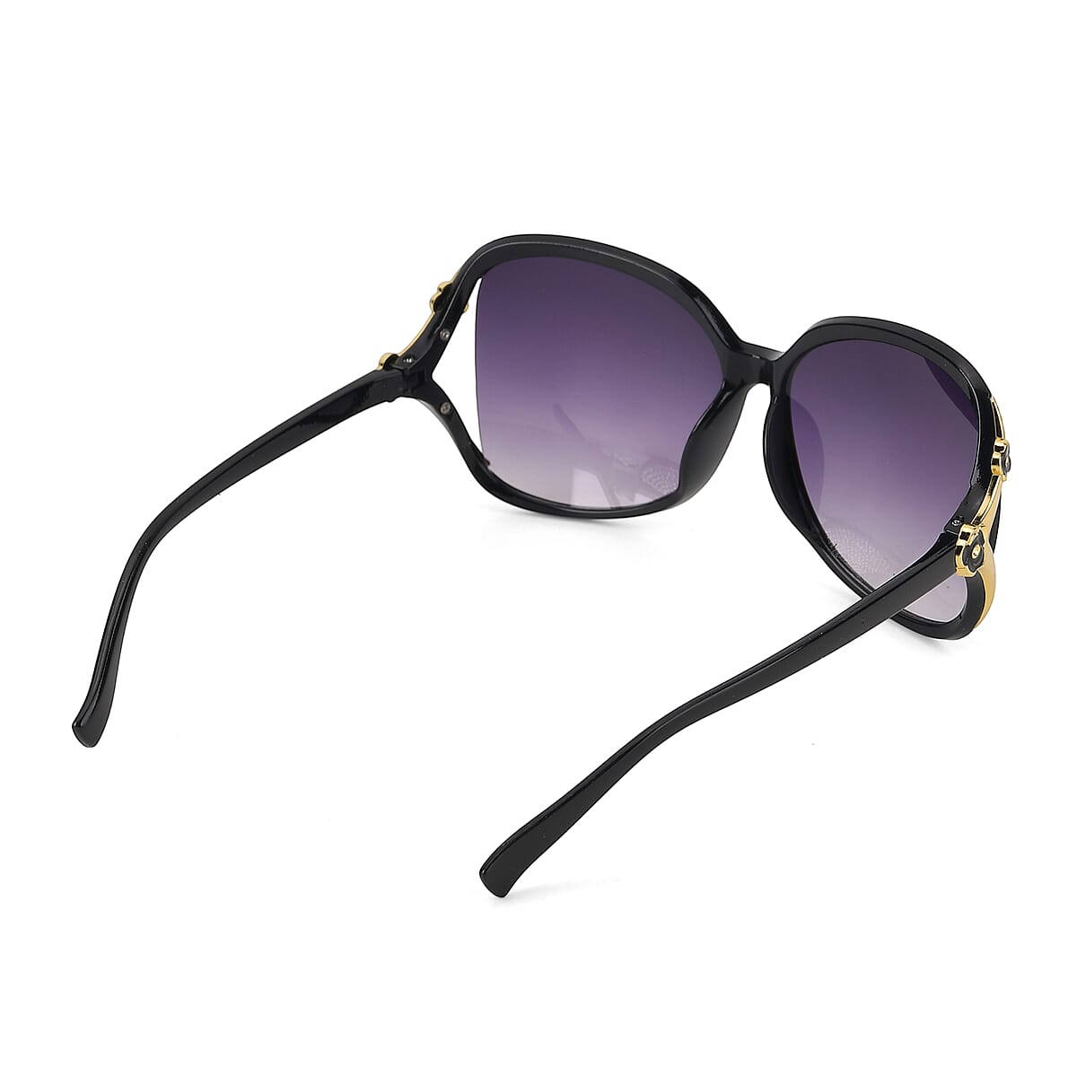 La Marey Gradient Black Gray UV400 Sunglasses and Butterfly Design Resin Crystal Hat image number 5