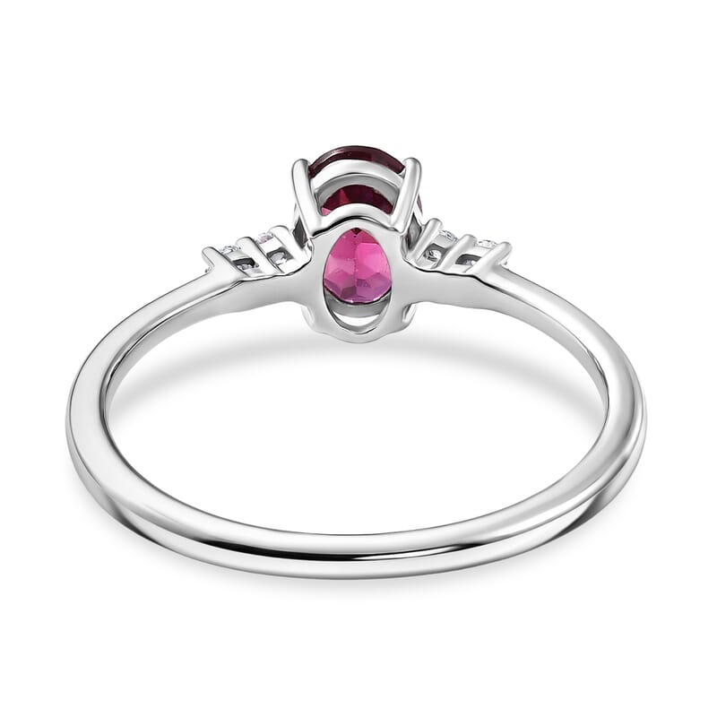 D'Joy Premium Orissa Rhodolite Garnet and Moissanite 2.15 ctw Box Set Ring (Size 5.0), Pendant Necklace 20 Inches in Rhodium Over Sterling Silver