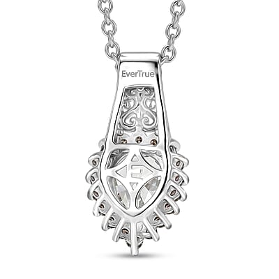 EverTrue Simulated White and Brown Diamond 2.70 ctw Pendant in Platinum Bond with Stainless Steel Necklace 20 Inches