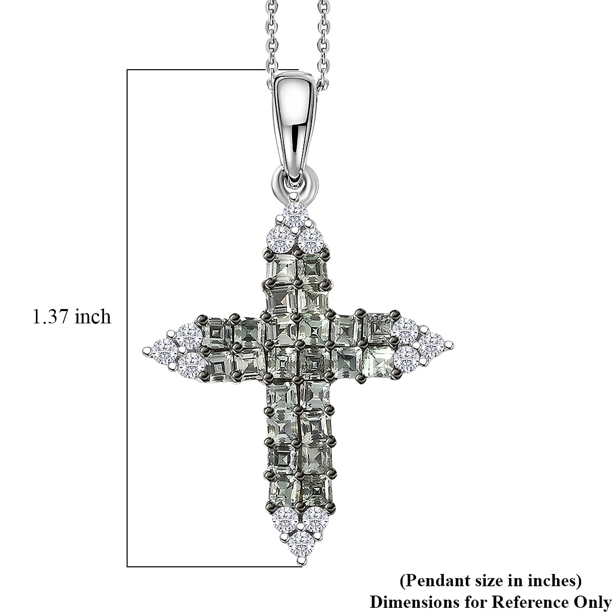 D'Joy Premium Green Sapphire and Moissanite 2.15 ctw Pendant Necklace in Rhodium Over Sterling Silver 20 Inches 