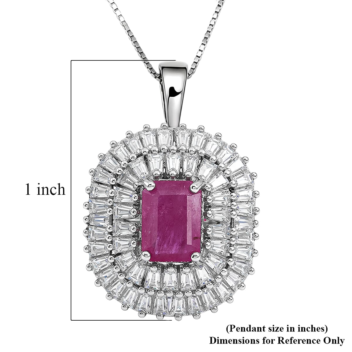D'Joy AAA Royal Ruby and Moissanite 3.85 ctw Crimson Crown Pendant Necklace in Rhodium Over Sterling Silver (20 Inches) image number 5