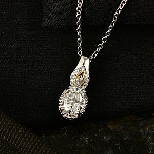 EverTrue Moissanite 1.35 ctw Pendant in 18K YG Plated and Platinum Bond with Stainless Steel Necklace 20 Inches 