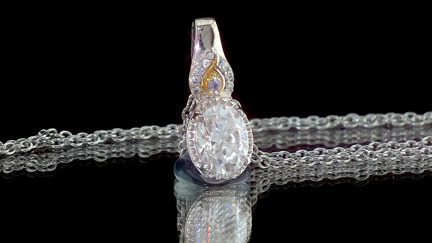 EverTrue Moissanite 1.35 ctw Pendant in 18K YG Plated and Platinum Bond with Stainless Steel Necklace 20 Inches