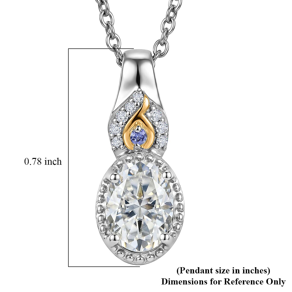 EverTrue Moissanite 1.35 ctw Pendant in 18K YG Plated and Platinum Bond with Stainless Steel Necklace 20 Inches