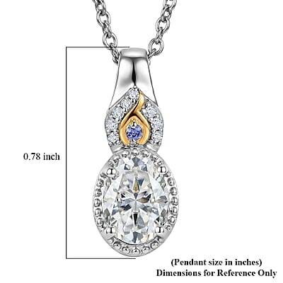EverTrue Moissanite 1.35 ctw Pendant in 18K YG Plated and Platinum Bond with Stainless Steel Necklace 20 Inches