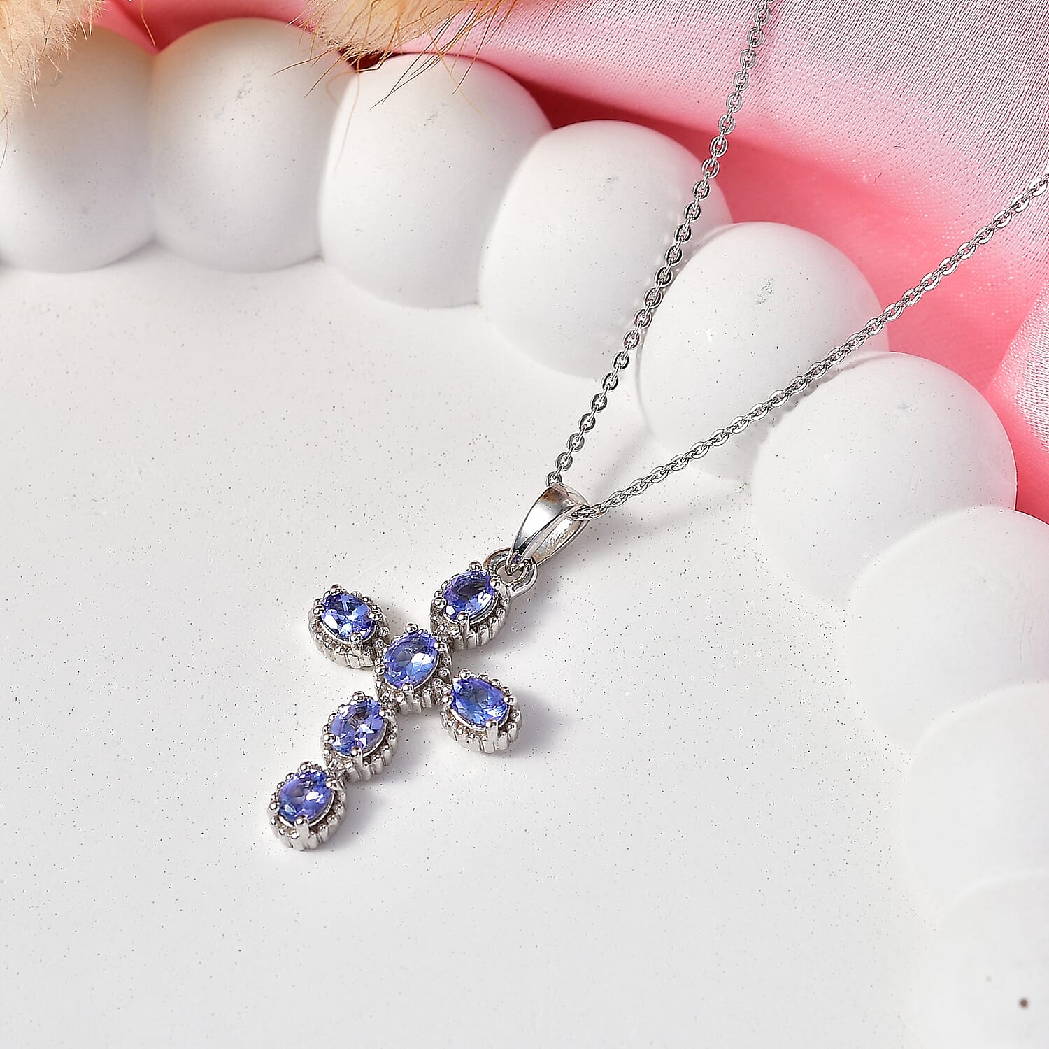 EverTrue Tanzanite 1.30 ctw Pendant in Platinum Bond with Stainless Steel Necklace 20 Inches