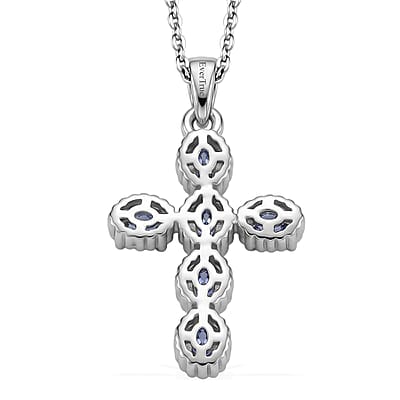 EverTrue Tanzanite 1.30 ctw Pendant in Platinum Bond with Stainless Steel Necklace 20 Inches