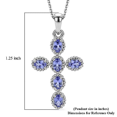 EverTrue Tanzanite 1.30 ctw Pendant in Platinum Bond with Stainless Steel Necklace 20 Inches