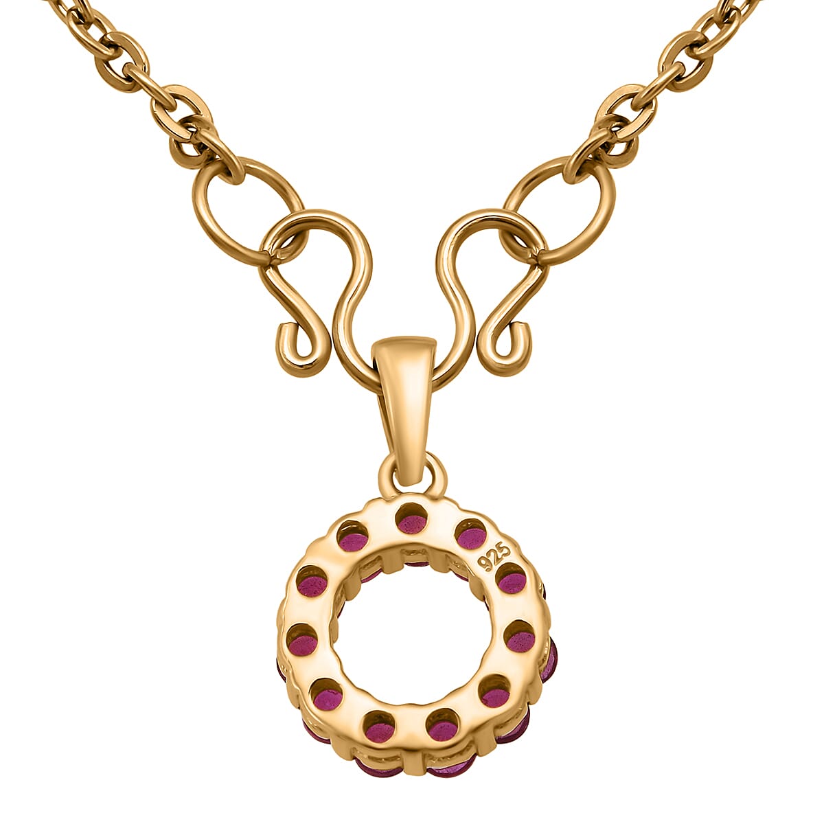D'Joy Niassa Ruby (FF) 1.00 ctw Circle Pendant in 14K YG Over Sterling Silver with Stainless Steel Necklace 20 Inches image number 4
