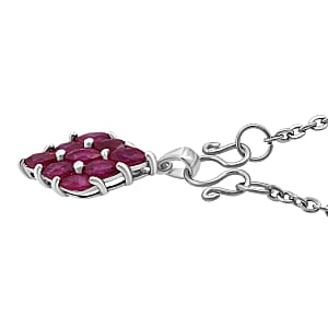 D'Joy Premium Niassa Ruby (FF) 1.90 ctw Flame Pendant Necklace in Rhodium Over Sterling Silver 20 Inches 