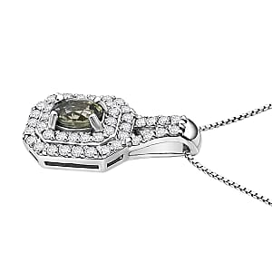 D'Joy Premium Australian Sapphire and White Zircon 1.30 ctw Pendant Necklace in Rhodium Over Sterling Silver 20 Inches