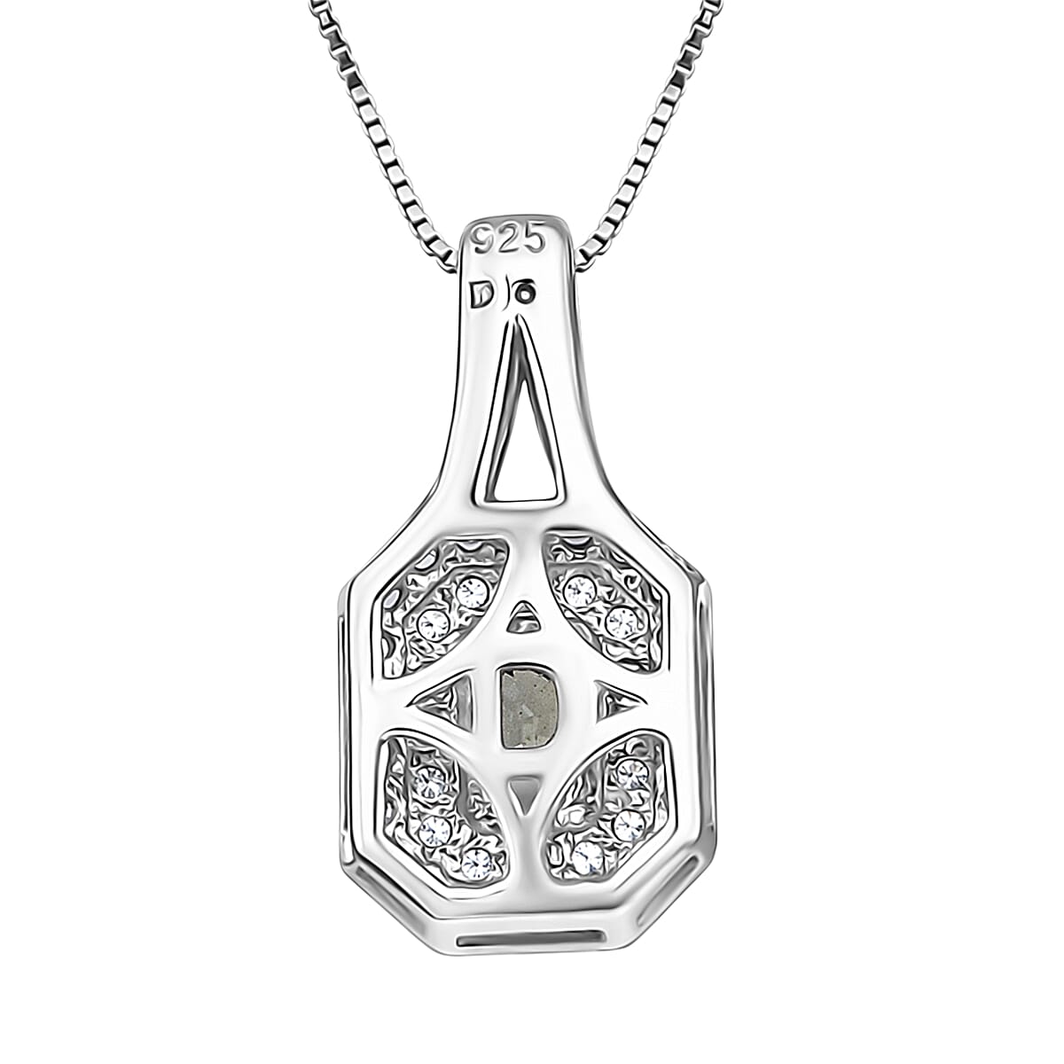 D'Joy Premium Australian Sapphire and White Zircon 1.30 ctw Velvet Eclipse Pendant Necklace in Rhodium Over Sterling Silver 20 Inches