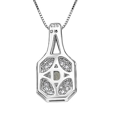 D'Joy Premium Australian Sapphire and White Zircon 1.30 ctw Velvet Eclipse Pendant Necklace in Rhodium Over Sterling Silver 20 Inches
