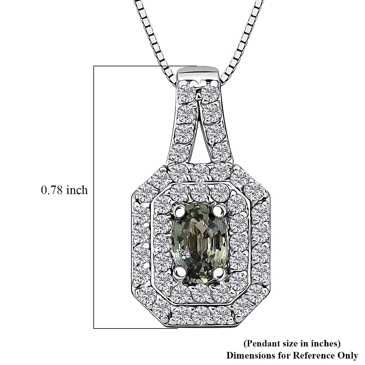 D'Joy Premium Australian Sapphire and White Zircon 1.30 ctw Velvet Eclipse Pendant Necklace in Rhodium Over Sterling Silver 20 Inches