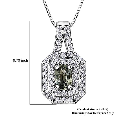 D'Joy Premium Australian Sapphire and White Zircon 1.30 ctw Velvet Eclipse Pendant Necklace in Rhodium Over Sterling Silver 20 Inches
