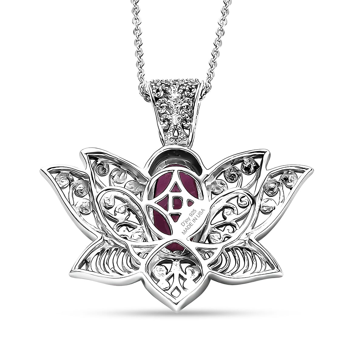 D'Joy Premium Niassa Ruby (FF) 3.20 ctw Pendant Necklace in Rhodium Over Sterling Silver 20 Inches  image number 4
