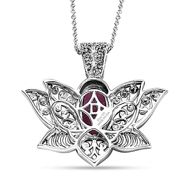 D'Joy Passport to Turkey Premium Niassa Ruby (FF) 3.10 ctw Pendant Necklace in Rhodium Over Sterling Silver 20 Inches