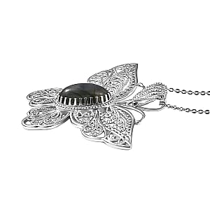 D'Joy AAA Malagasy Labradorite 2.35 ctw Pendant Necklace in Rhodium Over Sterling Silver 20 Inches 