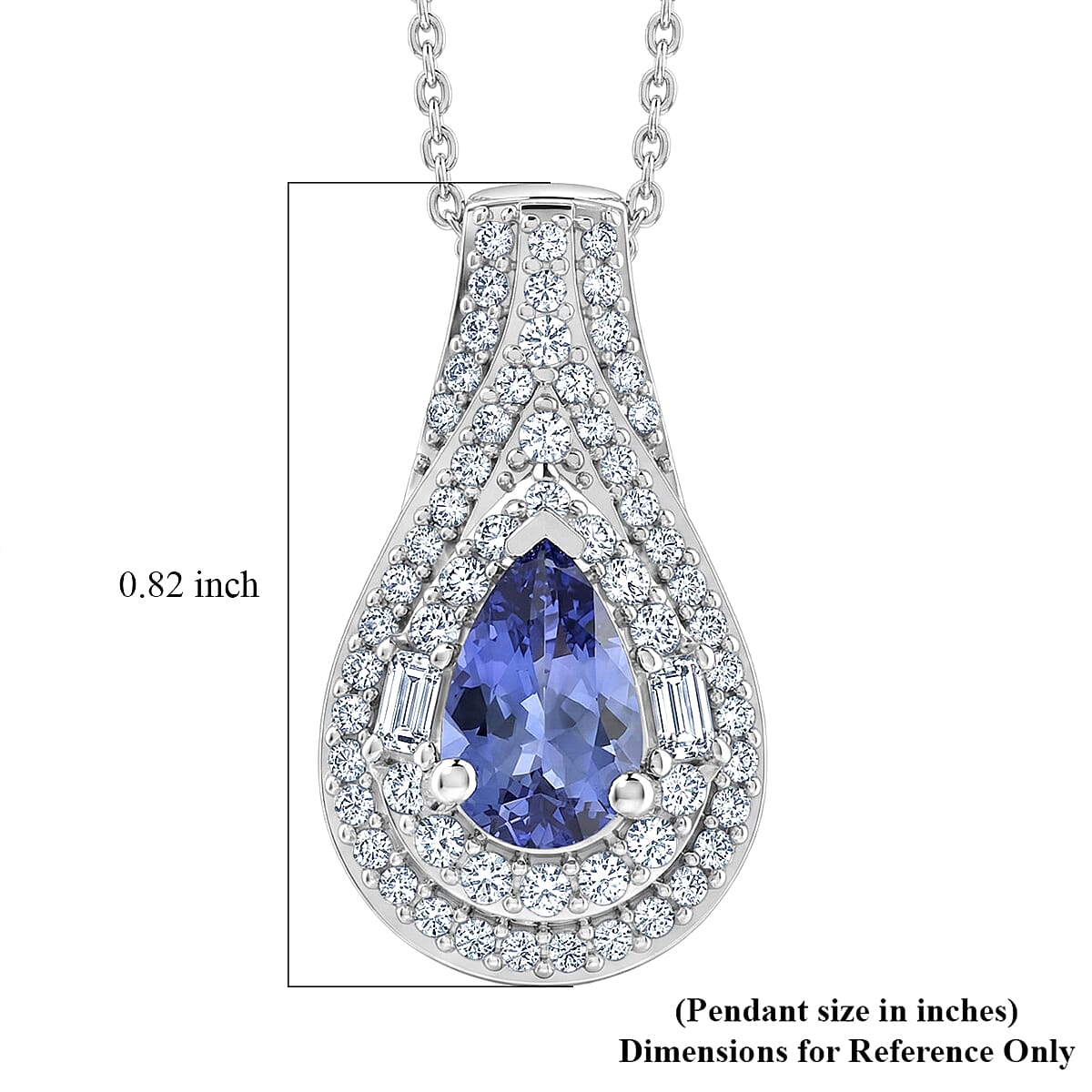 D'Joy Premium Tanzanite and Moissanite 1.40 ctw Pendant Necklace in Rhodium Over Sterling Silver 20 Inches  image number 6