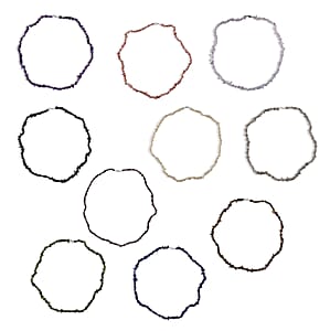 Set of 10 Multi Gemstone 3000.00 ctw Chips Necklace in Stainless Steel 28 Inches