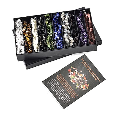 Set of 10 Multi Gemstone 3000.00 ctw Chips Necklace in Stainless Steel 28 Inches