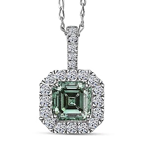 Luxuriant Lab Grown Green Diamond and Lab Grown Diamond VS 2.50 ctw Green Legacy Frame Pendant Necklace in 950 Platinum 5.20 Grams 20 Inches 