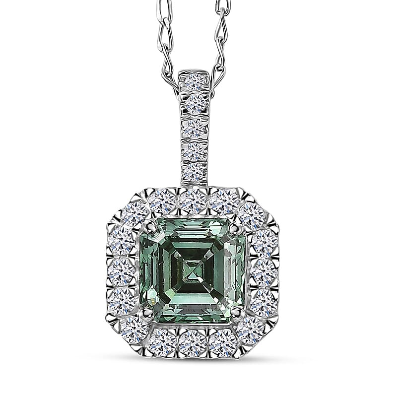Luxuriant Lab Grown Green Diamond and Lab Grown Diamond VS 2.50 ctw Green Legacy Frame Pendant Necklace in 950 Platinum 5.20 Grams 20 Inches