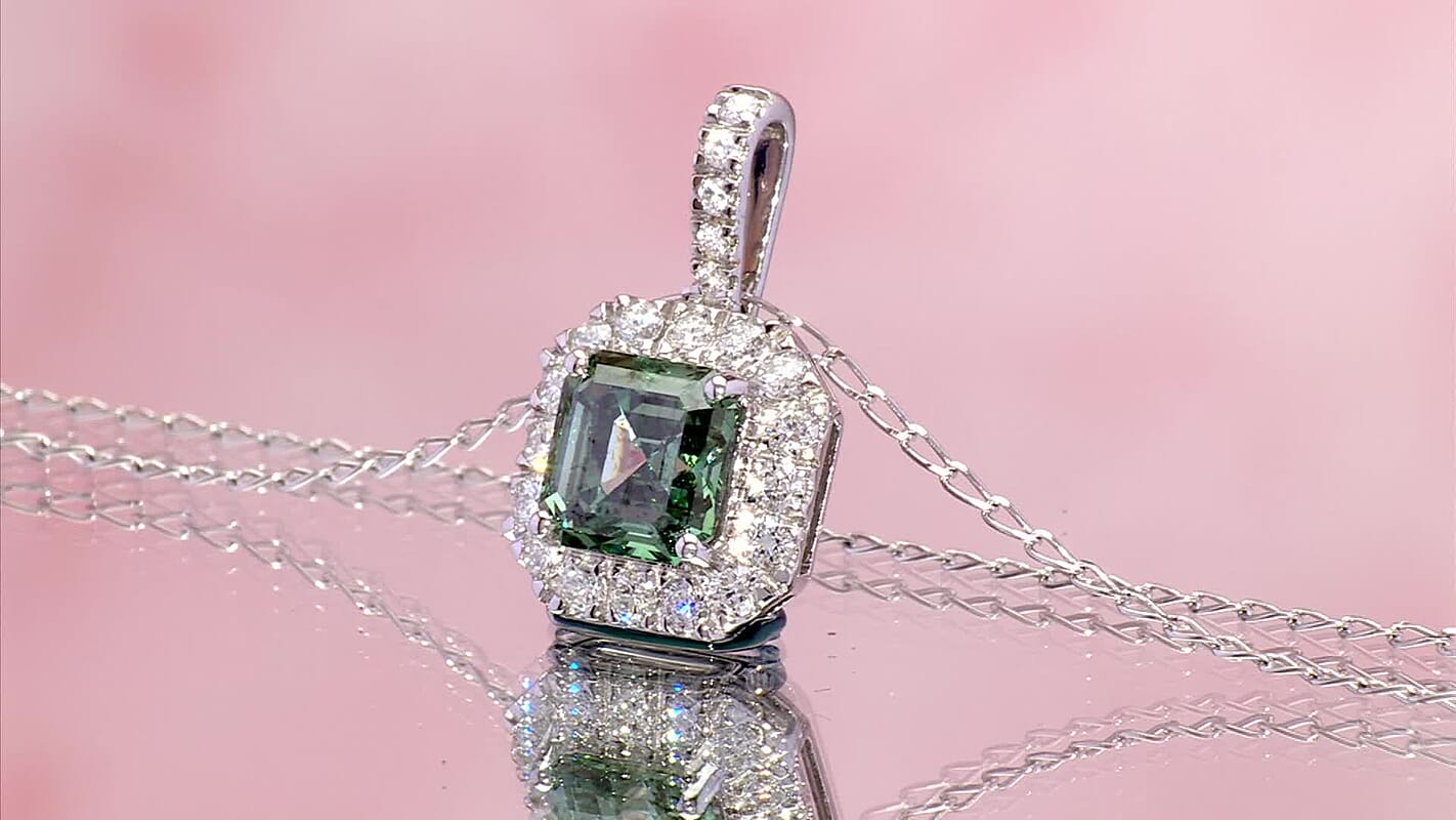 Luxuriant Lab Grown Green Diamond and Lab Grown Diamond VS 2.50 ctw Green Legacy Frame Pendant Necklace in 950 Platinum 5.20 Grams 20 Inches