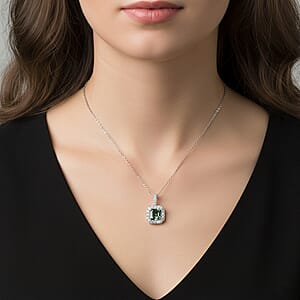 Luxuriant Lab Grown Green Diamond and Lab Grown Diamond VS 2.50 ctw Green Legacy Frame Pendant Necklace in 950 Platinum 5.20 Grams 20 Inches 