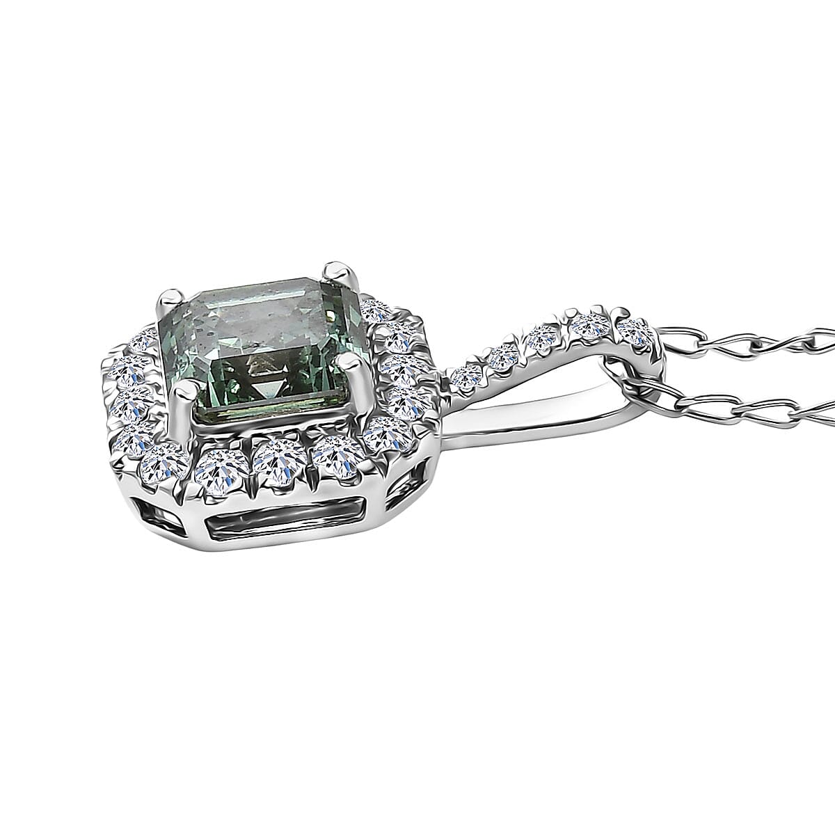 Luxuriant Lab Grown Green Diamond and Lab Grown Diamond VS 2.50 ctw Green Legacy Frame Pendant Necklace in 950 Platinum 5.20 Grams 20 Inches  image number 3
