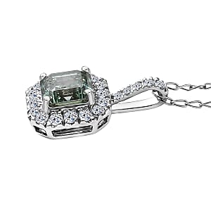 Luxuriant Lab Grown Green Diamond and Lab Grown Diamond VS 2.50 ctw Green Legacy Frame Pendant Necklace in 950 Platinum 5.20 Grams 20 Inches 