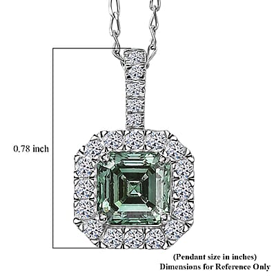 Luxuriant Lab Grown Green Diamond and Lab Grown Diamond VS 2.50 ctw Green Legacy Frame Pendant Necklace in 950 Platinum 5.20 Grams 20 Inches