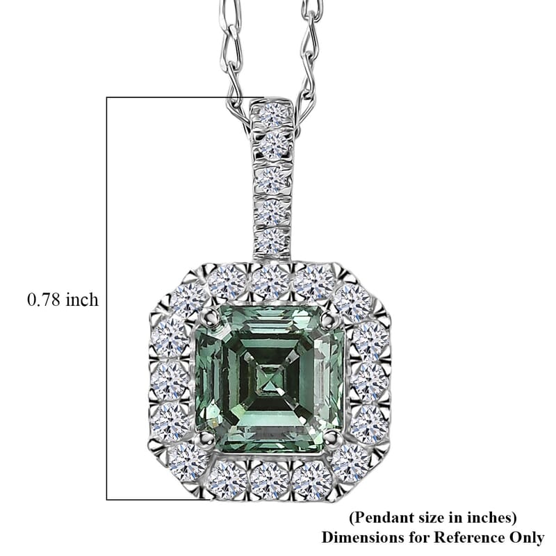 Doorbuster Luxuriant Lab Grown Green Diamond and Lab Grown Diamond VS 2.50 ctw Halo Pendant Necklace in 950 Platinum 5.20 Grams 20 Inches