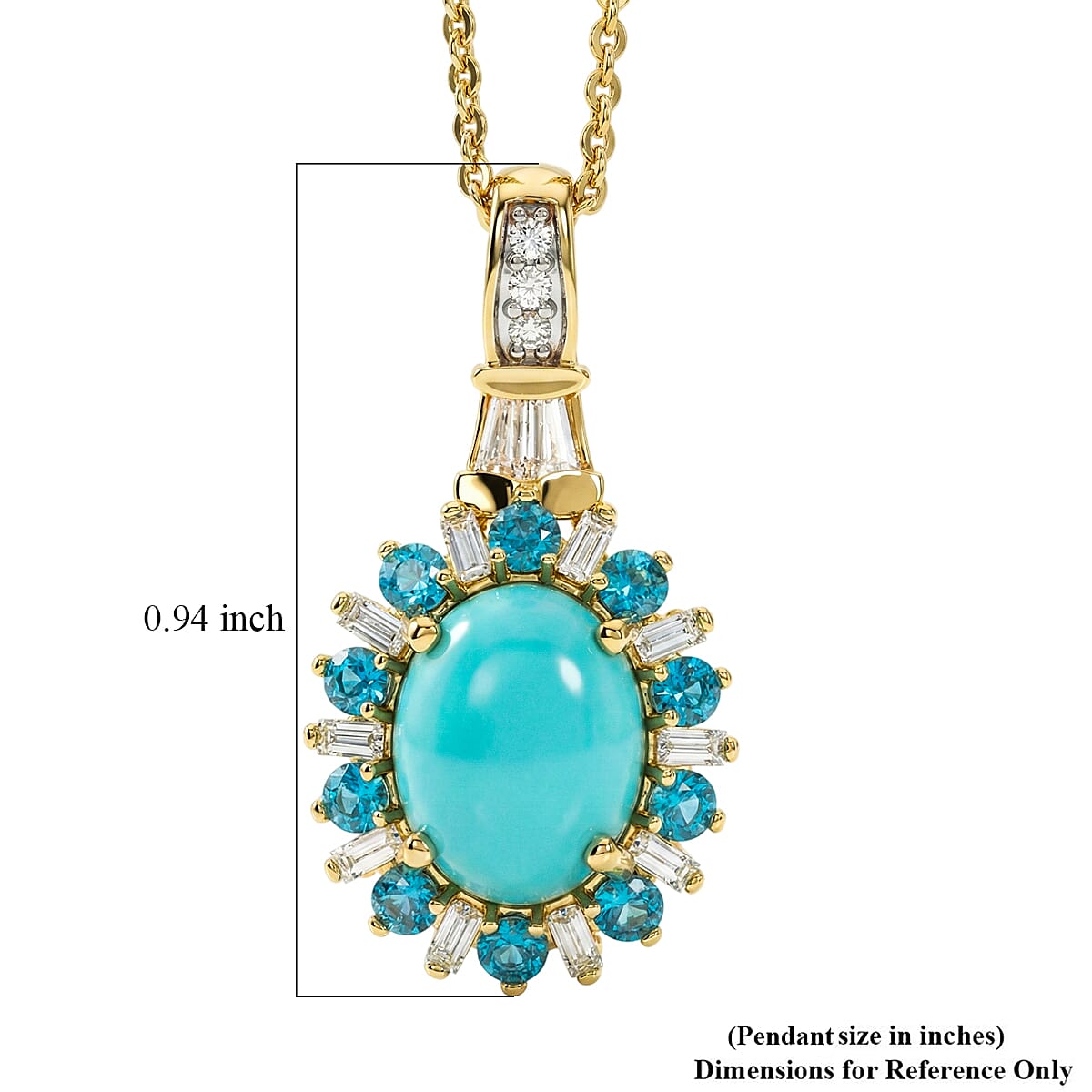 D'Joy Sleeping Beauty Turquoise and Multi Gemstone 2.50 ctw Golden Sky Blossom Pendant Necklace in 18K Vermeil Yellow Gold Over Sterling Silver 20 Inches (Del. in 8-10 Days) image number 5