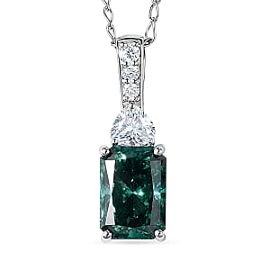 SGL Certified Luxuriant Lab Grown Green Diamond (IR) and Lab Grown Diamond VS 2.35 ctw Forest Flame Desire Pendant Necklace in 950 Platinum (20 Inches) (Del. in 8-10 Days) 