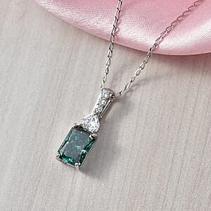SGL Certified Luxuriant Lab Grown Green Diamond (IR) and Lab Grown Diamond VS 2.35 ctw Forest Flame Desire Pendant Necklace in 950 Platinum (20 Inches) (Del. in 8-10 Days) 