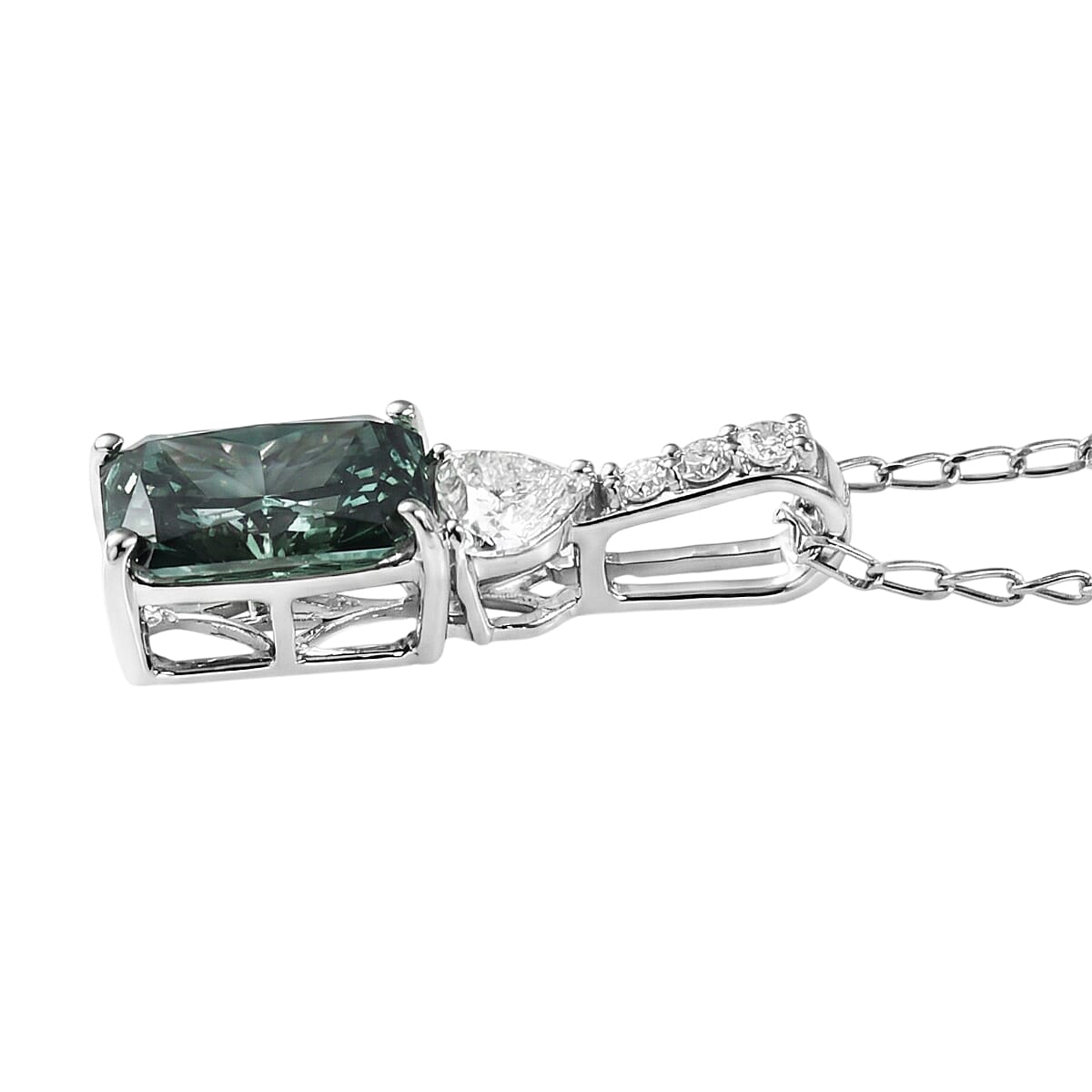SGL Certified Luxuriant Lab Grown Green Diamond (IR) and Lab Grown Diamond VS 2.35 ctw Forest Flame Desire Pendant Necklace in 950 Platinum (20 Inches)