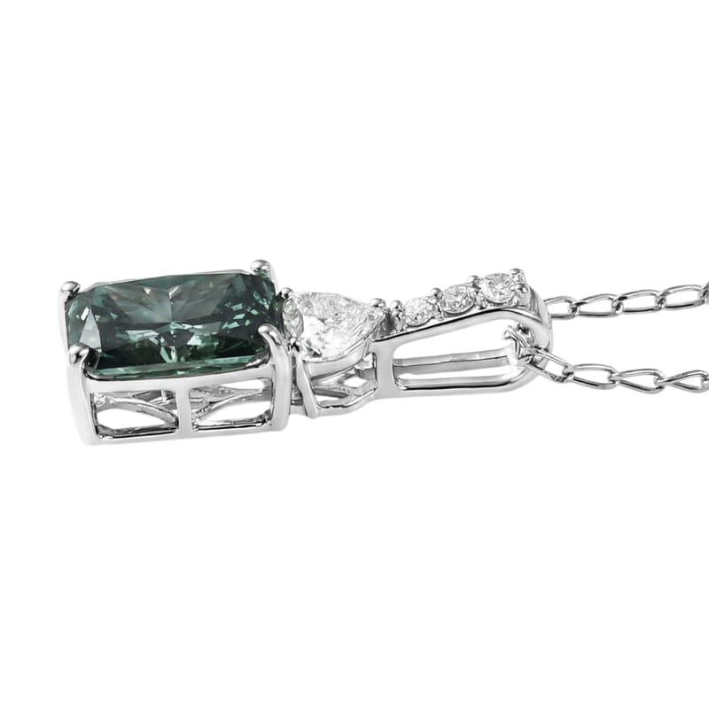 SGL Certified Luxuriant Lab Grown Green Diamond (IR) and Lab Grown Diamond VS 2.35 ctw Forest Flame Desire Pendant Necklace in 950 Platinum (20 Inches)