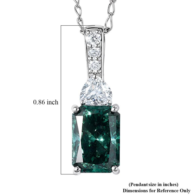 SGL Certified Luxuriant Lab Grown Green Diamond (IR) and Lab Grown Diamond VS 2.35 ctw Forest Flame Desire Pendant Necklace in 950 Platinum (20 Inches)