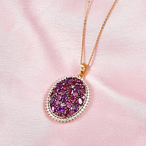 D'Joy Premium Multi Gemstone 4.00 ctw Pendant Necklace in Rhodium and 18K Vermeil YG Over Sterling Silver 20 Inches 